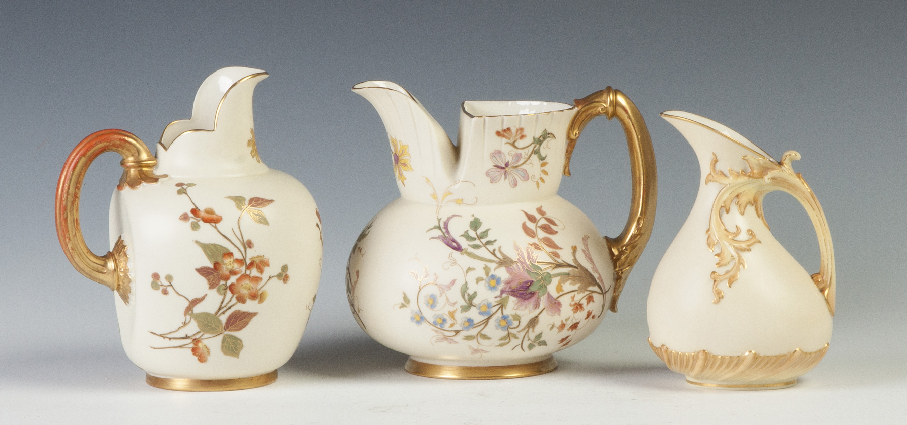 Appraisal: Three Royal Worcester Pitchers Hand painted