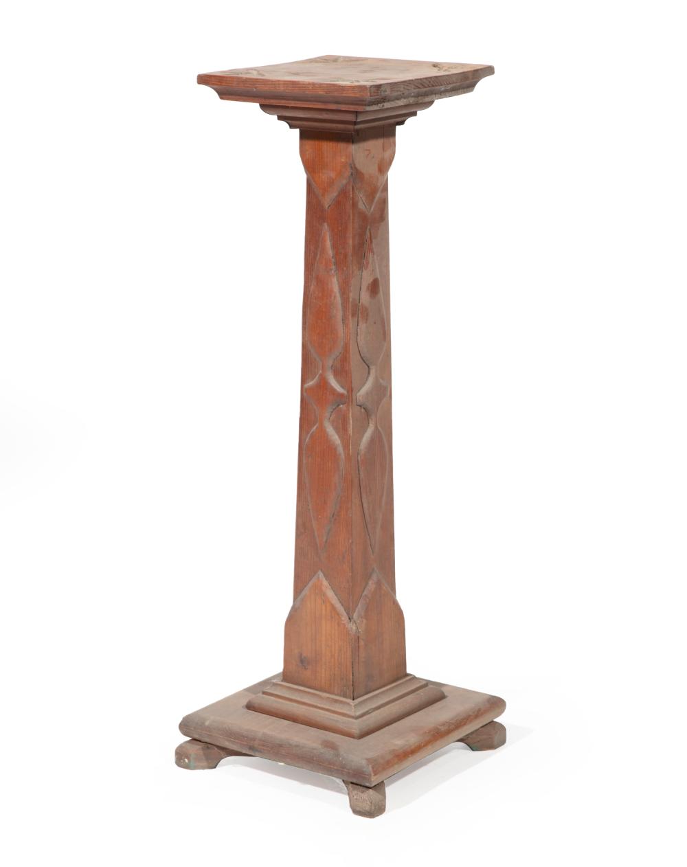 Appraisal: American Folk Art Carved Cypress Pedestal stepped top with inset