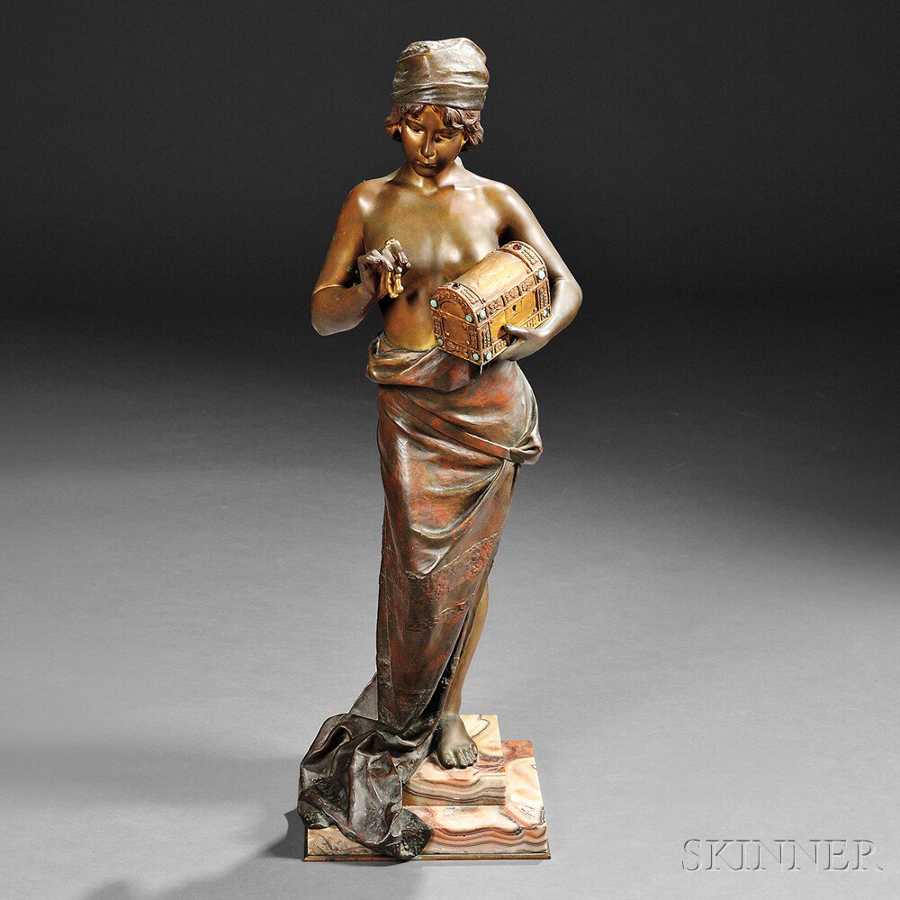 Appraisal: After Emmanuel Villanis French - Bronze Figure of Pandora her