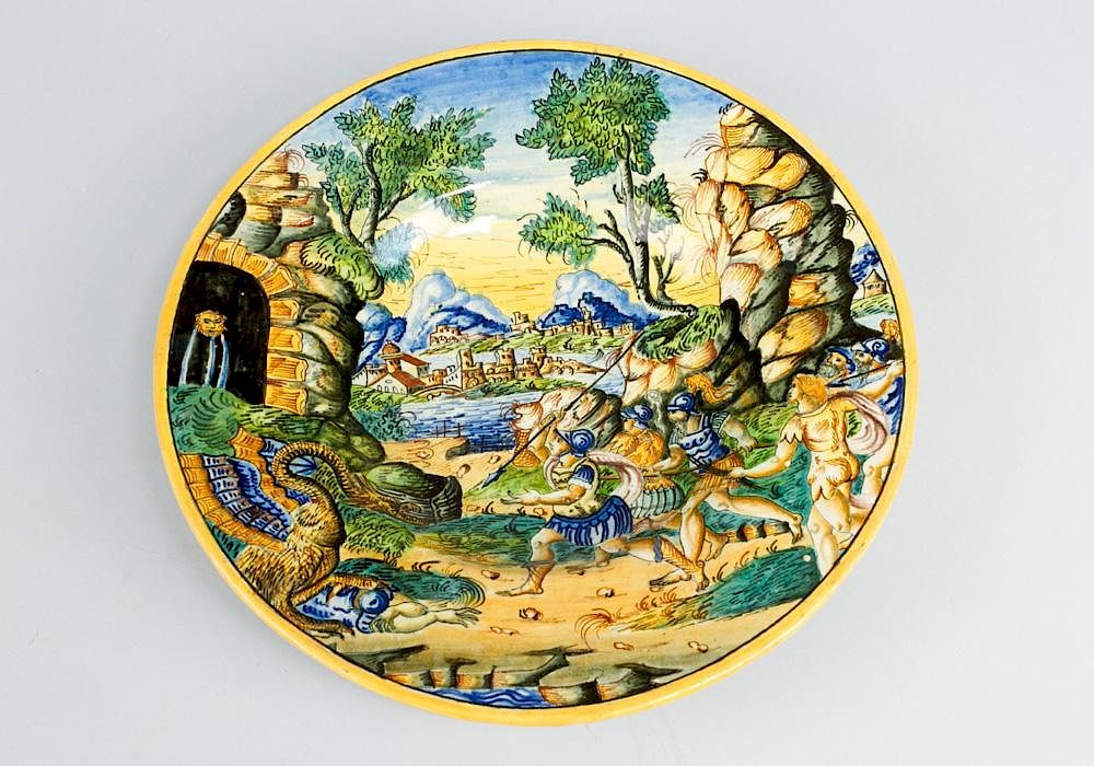 Appraisal: Urbino ceramic plate Urbino ceramic plate with bright round border