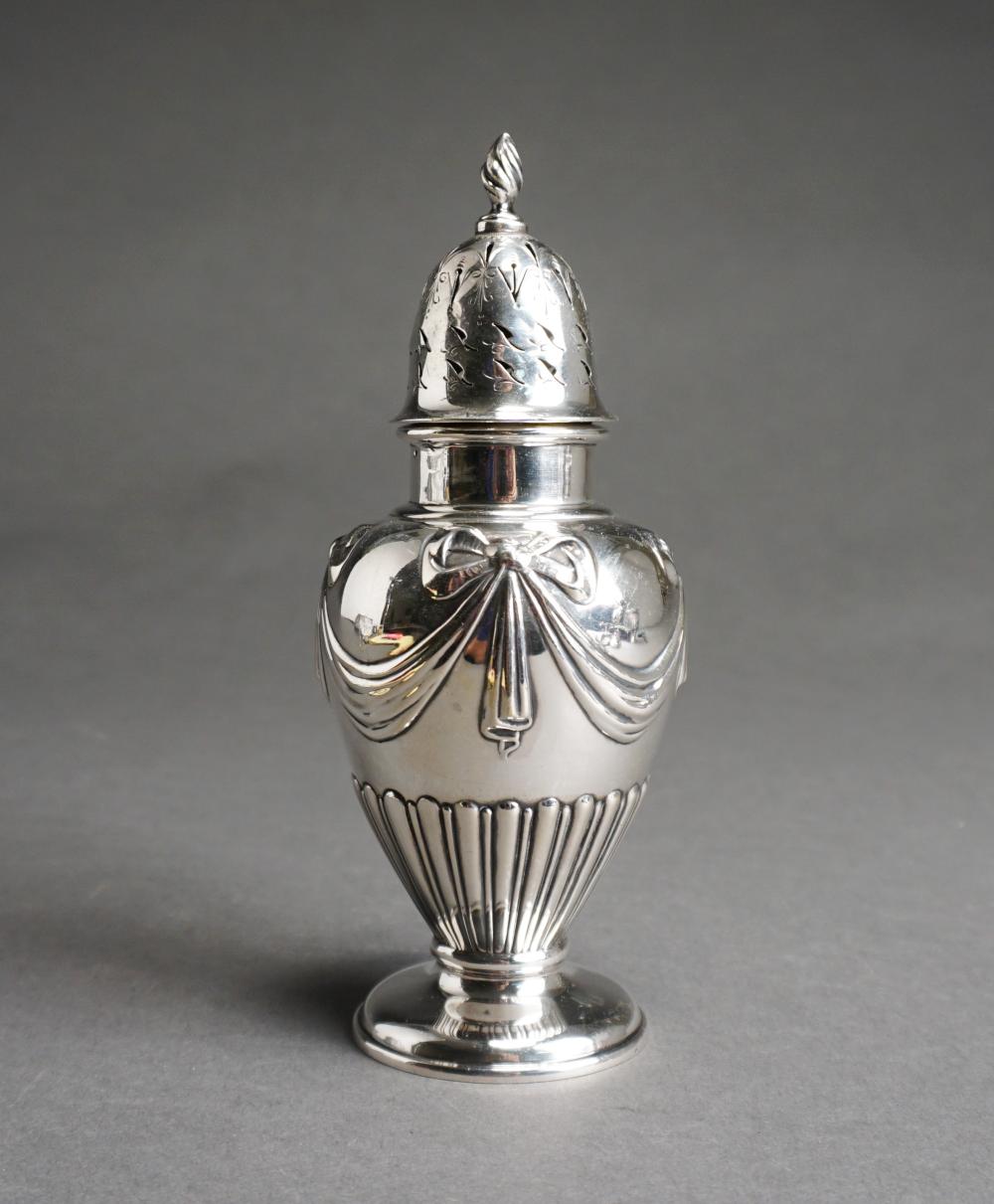 Appraisal: ENGLISH SILVER MUFFINEER WALKER HALL OZTEnglish Silver Muffineer Walker Hall