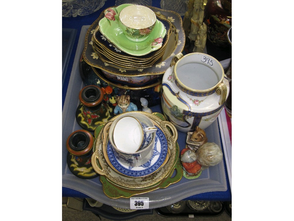 Appraisal: Tray lot of assorted ceramics to include Noritake vase Beswick