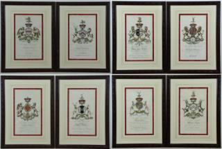 Appraisal: Set of Hand Colored Heraldic Crest Engraving After Joseph Edmondson