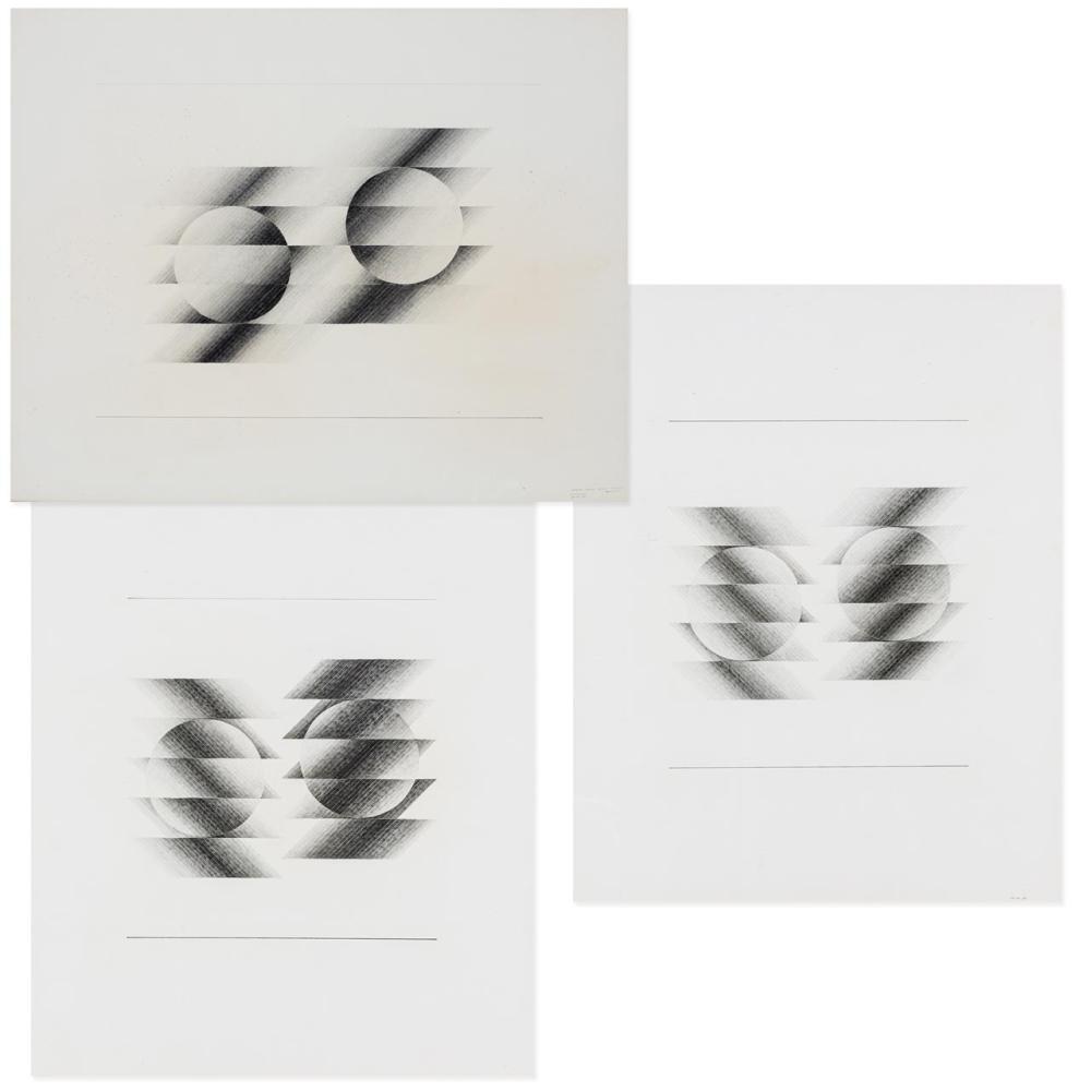 Appraisal: SEWELL SILLMAN American - Untitled Triptych pencil on paper a