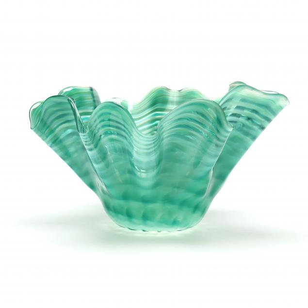 Appraisal: MICHAEL PAUL THIRY ART GLASS BOWL Contemporary blown sea green