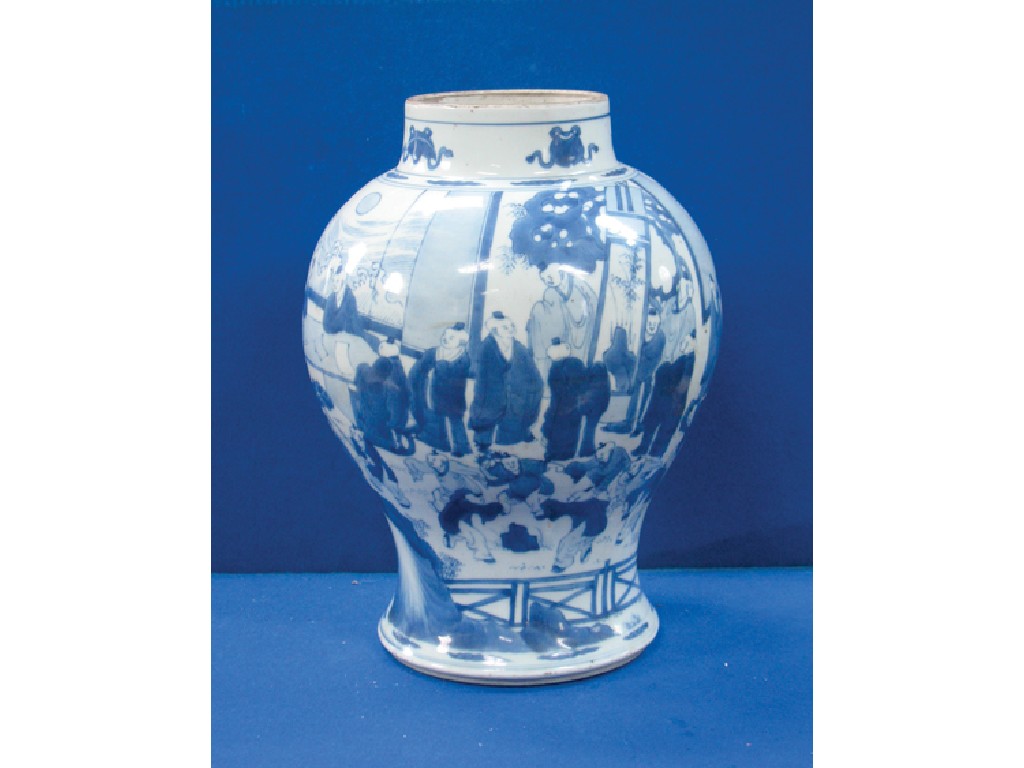 Appraisal: A CHINESE BLUE AND WHITE BALUSTER VASE in the Kangxi