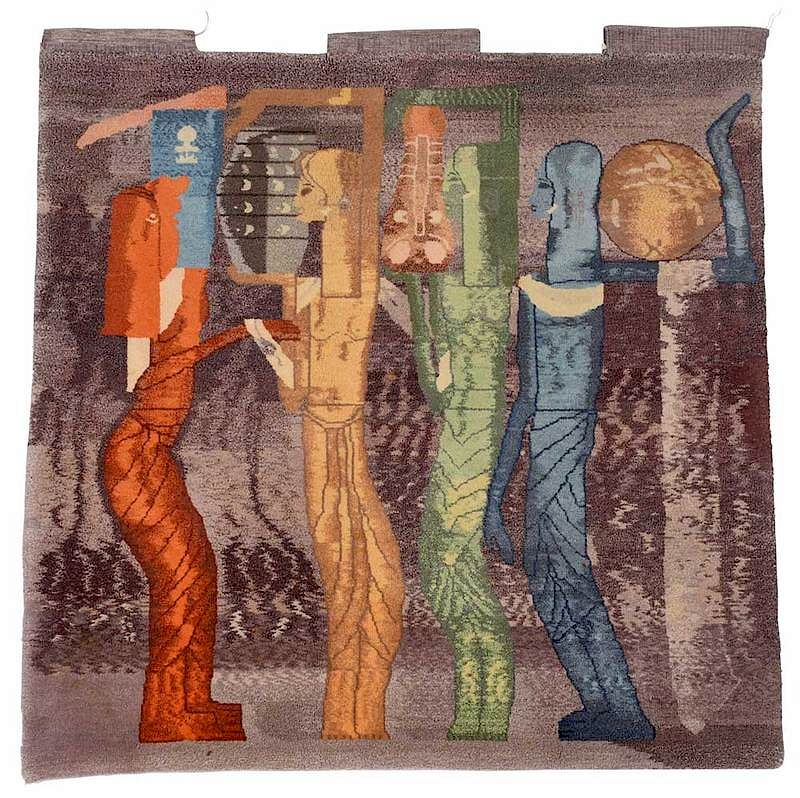 Appraisal: Chinese Wool Tapestry th century Egyptian motif with four figures