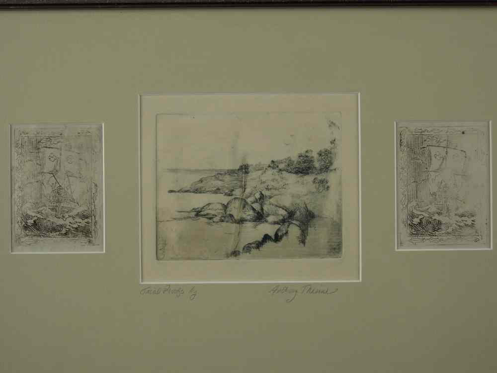 Appraisal: GRAPHITE DRAWING AND GROUP OF ETCHINGS - By Anthony Thieme