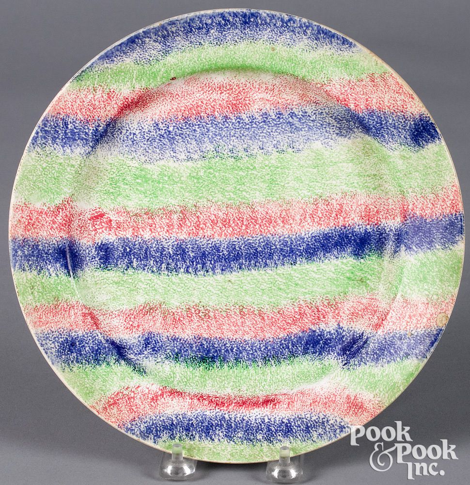 Appraisal: Three color rainbow spatter plate Three color rainbow spatter plate