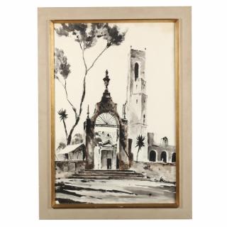 Appraisal: Haitian Ink and Wash City Scene signed Beauvoir lower right