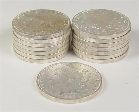 Appraisal: Morgan Dollars All dated -O Coins grade MS or better