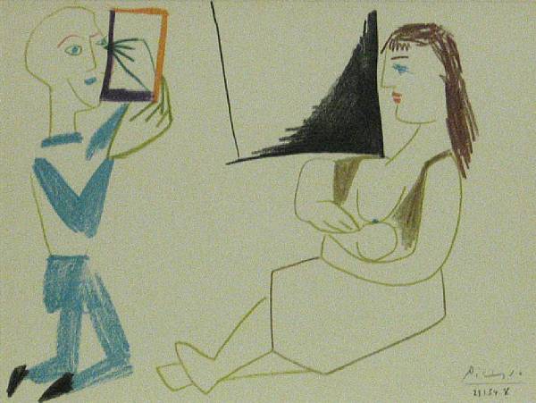 Appraisal: After Pablo Picasso Spanish - Artist and Model from Verve