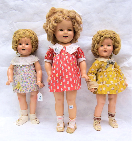 Appraisal: GROUP OF THREE COMPOSITION SHIRLEY TEMPLE DOLLS All have painted