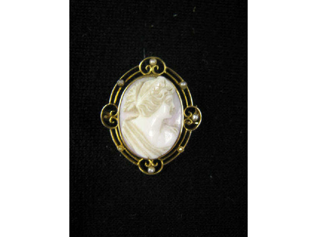 Appraisal: k Cameo Pin or Pendant angel skin coral circa