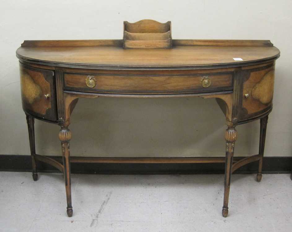 Appraisal: LOUIS XVI STYLE DEMILUNE WALNUT WRITING DESK American c s