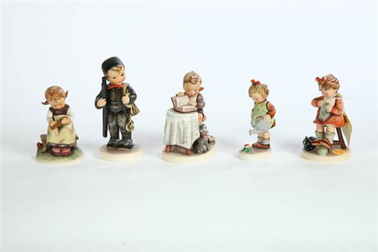 Appraisal: FIVE HUMMEL FIGURES Mother's Helper h Little Gardner h Busy