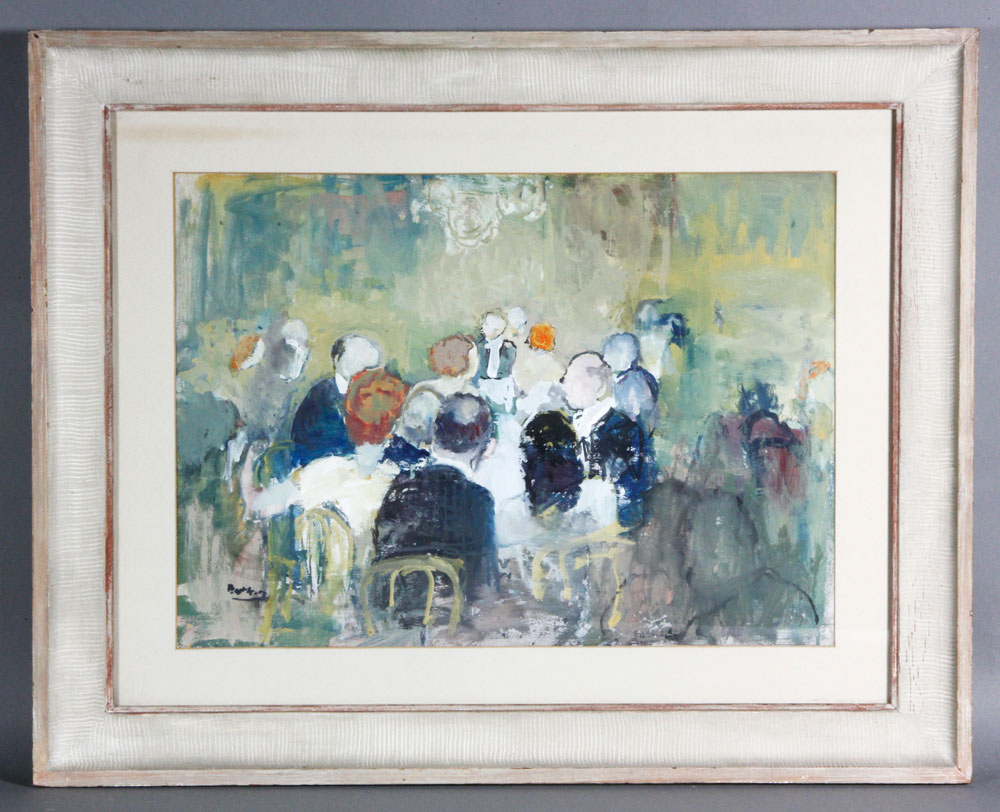 Appraisal: - Botkin Dinner Party Scene Gouache Henry Botkin American -