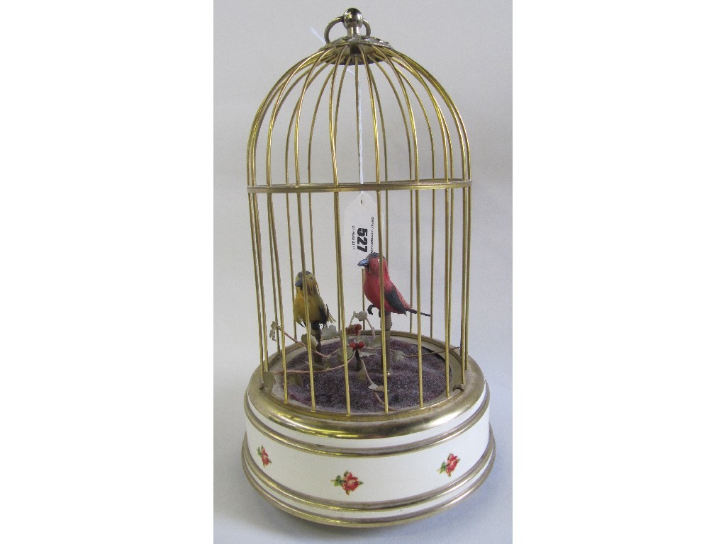 Appraisal: Pair of musical birds in cage