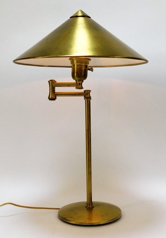 Appraisal: AMERICAN MODERN INDUSTRIAL BRASS CANTILEVER LAMP United States th CenturyBrass