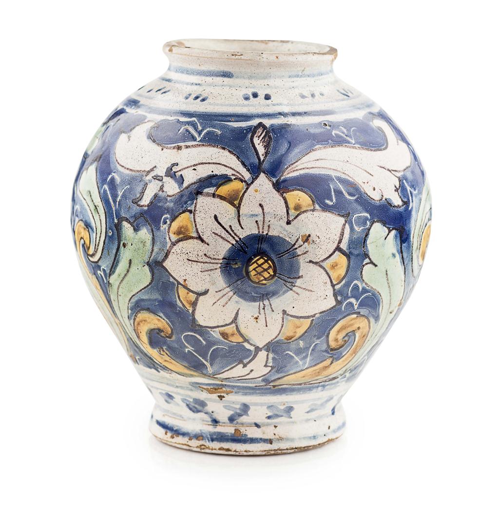 Appraisal: SICILIAN MAIOLICA POTTERY JAR CALTAGIRONE LATE TH EARLY TH CENTURY