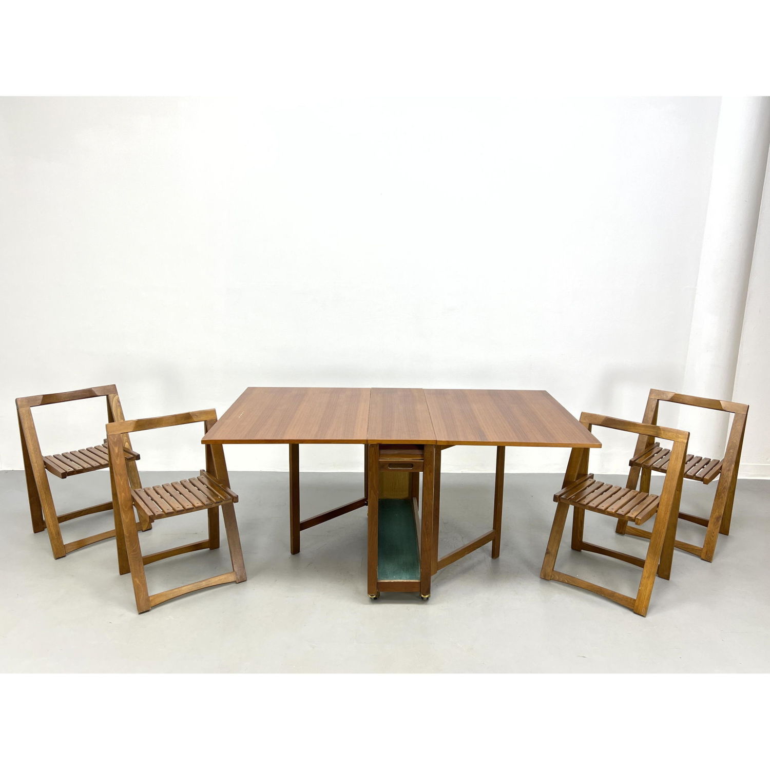 Appraisal: Mid Century Modern Drop Side Dining Set Rolling Table and