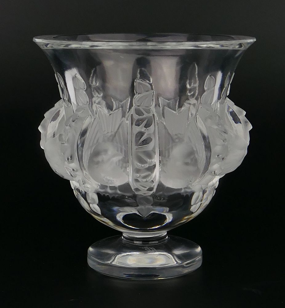 Appraisal: LALIQUE CRYSTAL DAMPIERE VASE LALIQUE CRYSTAL DAMPIERE VASE Lalique Crystal