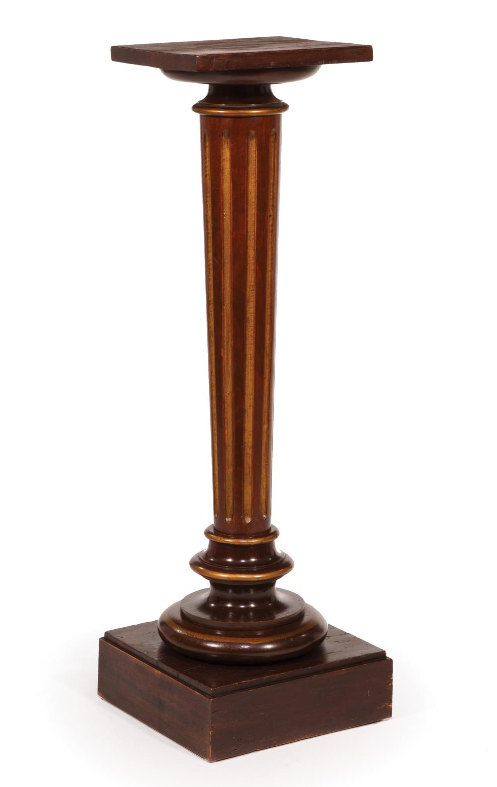 Appraisal: American Renaissance Gilt Decorated Walnut Pedestal late th c fluted