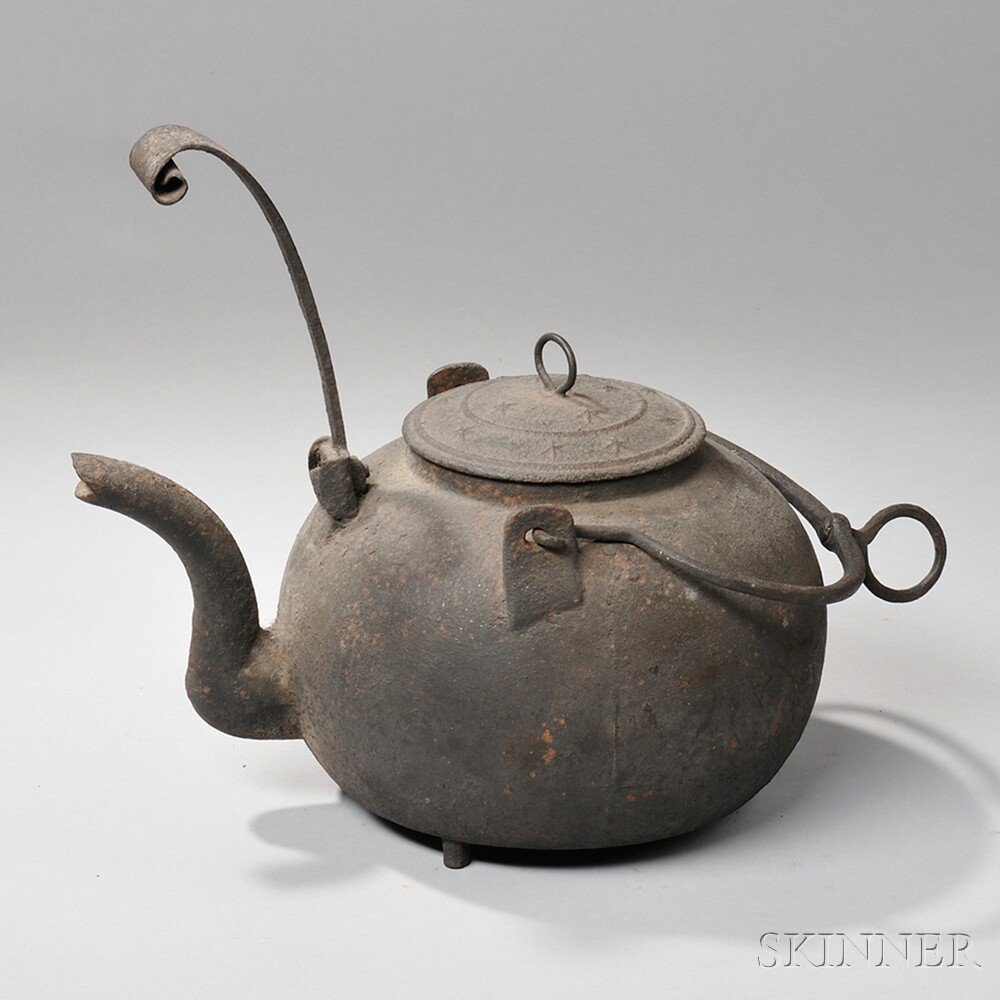 Appraisal: Cast Iron Hearth Kettle America late th early th century