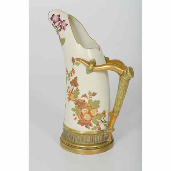 Appraisal: Royal Worcester Pitcher England A floral enameled and gold gilded