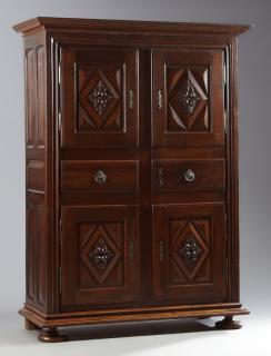 Appraisal: Unusual French Louis XIII Style Carved Walnut Homm Unusual French