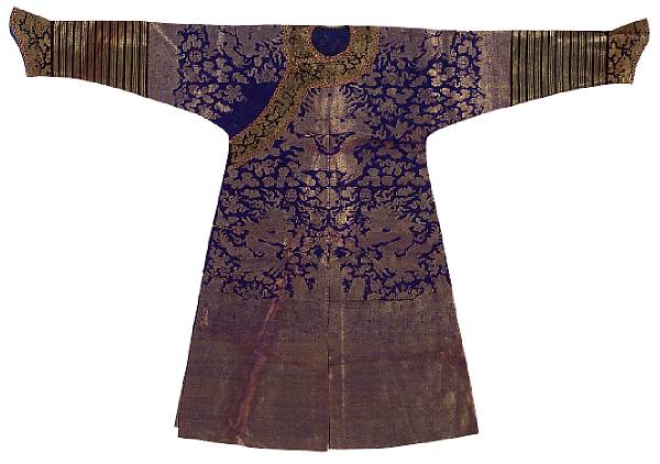 Appraisal: A blue gauze ground summer dragon robe with metallic thread