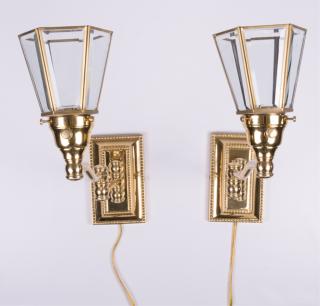 Appraisal: Top Brass BP Swinger Wall Sconces Pair of polished brass