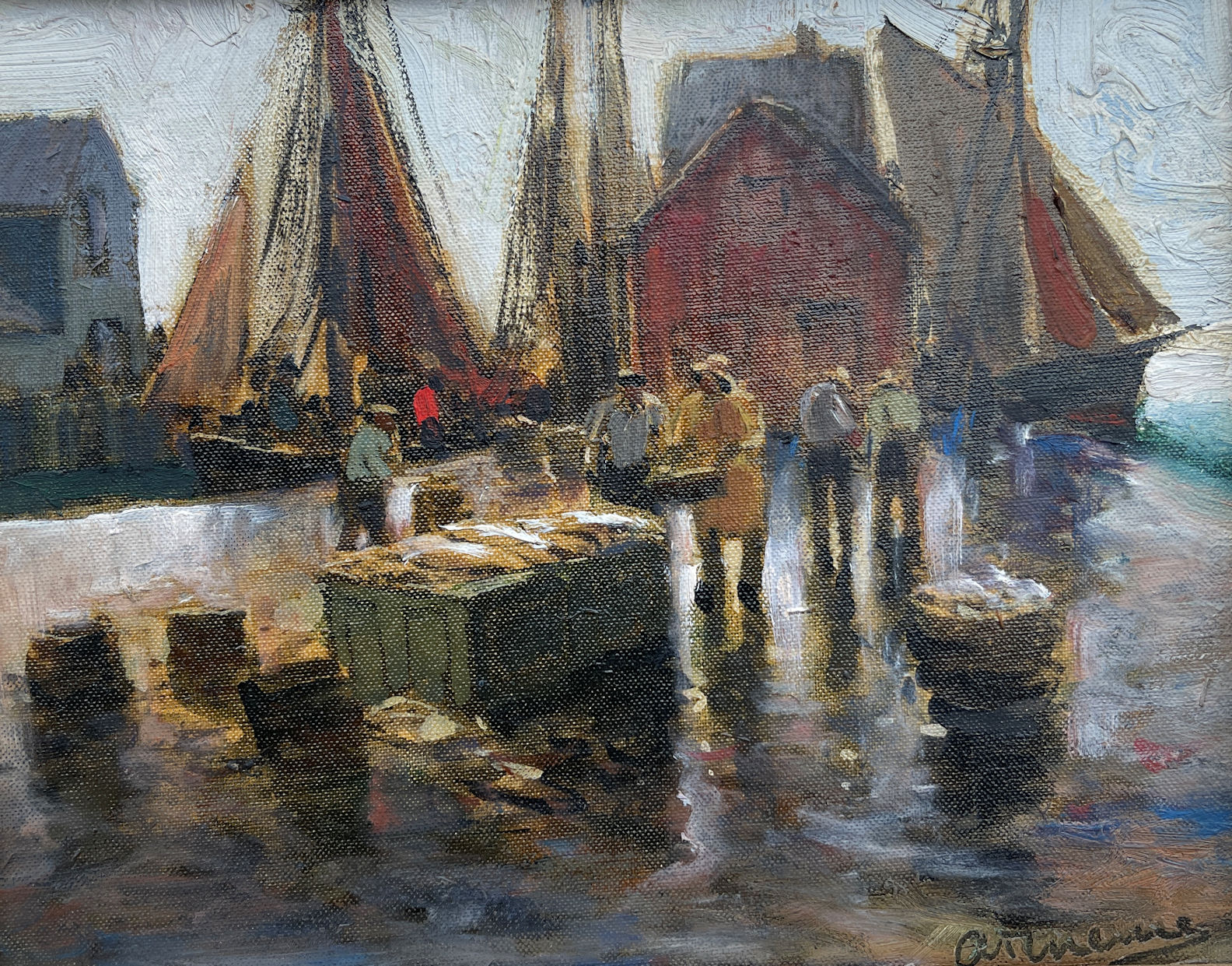 Appraisal: THIEME Anthony American - Rockport Fish Pier with Motif in