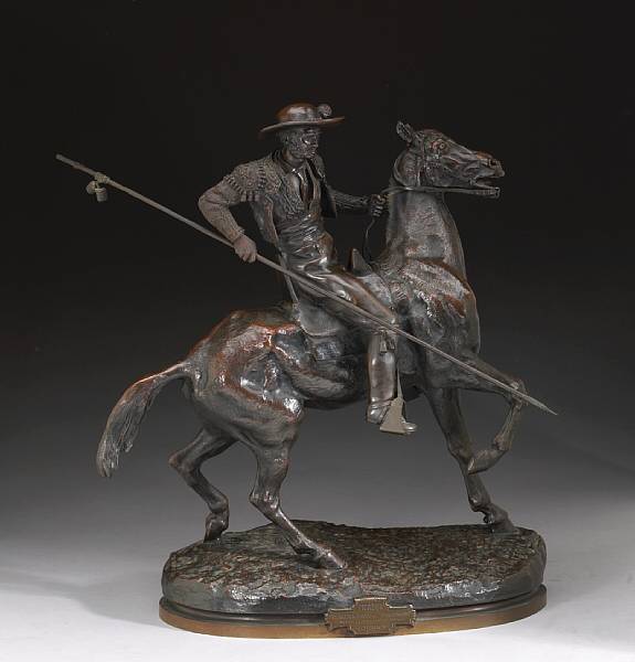 Appraisal: A French patinated bronze equestrian figure Picador cast after a