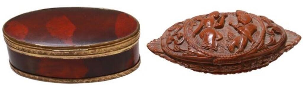 Appraisal: lot of Snuff boxes including painted lacquer snuff box with