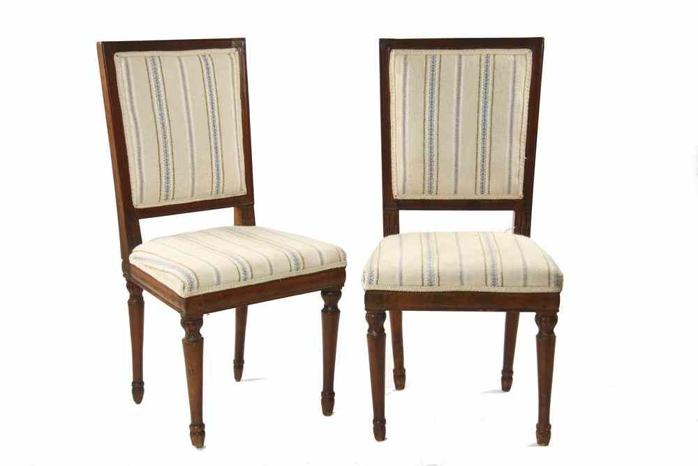 Appraisal: CHAIRS - Pair of th c Continental square back walnut