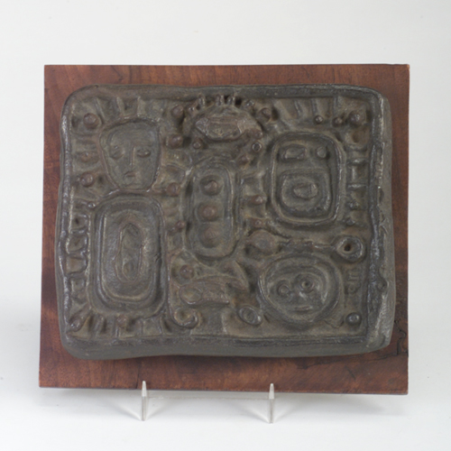 Appraisal: Edris Eckhardt American b relief sculpture Primitive Symbols mounted on