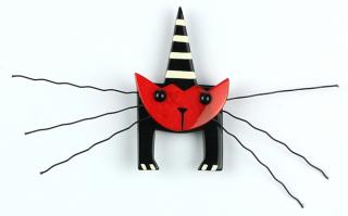 Appraisal: Pavone Galalith plastic painted whimsical cat brooch Pavone Galalith plastic