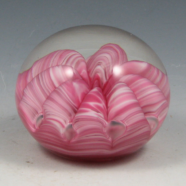 Appraisal: St Clair Joe Pink White Paperweight Joe St Clair pink