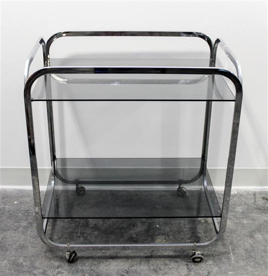 Appraisal: Sale Lot An Aluminum and Smoked Glass Bar Cart circa