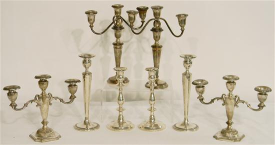 Appraisal: STERLING two pairs of weighted base silver candlesticks an ''