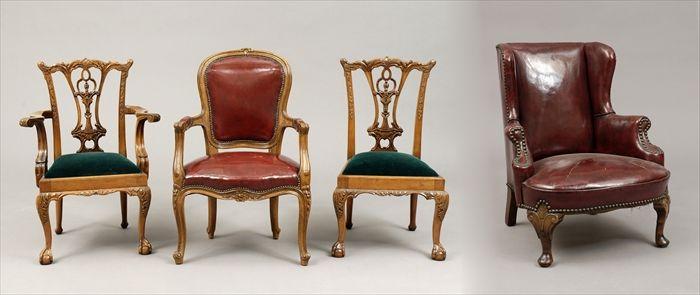 Appraisal: Chippendale-Style Carved Mahogany Miniature Armchair and Side Chair Together with