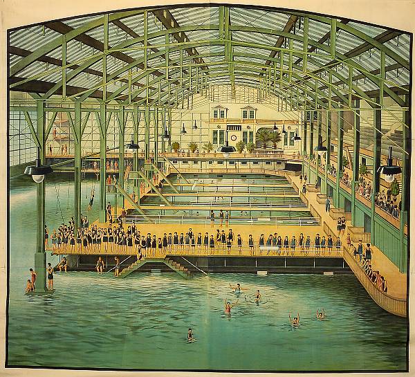 Appraisal: Unknown Artist Sutro Baths Lithograph printed in colors on four