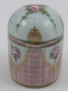 Appraisal: A Swiss hallmarked silver and enamel domed box with raised