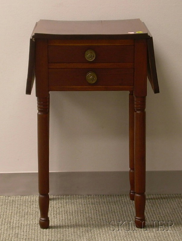 Appraisal: Late Federal Mahogany Drop-leaf Two-Drawer Work Table