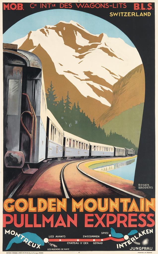 Appraisal: ROGER BRODERS - GOLDEN MOUNTAIN PULLMAN EXPRESS x inches x