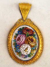 Appraisal: An antique yellow metal tests carat gold micro mosaic pendant