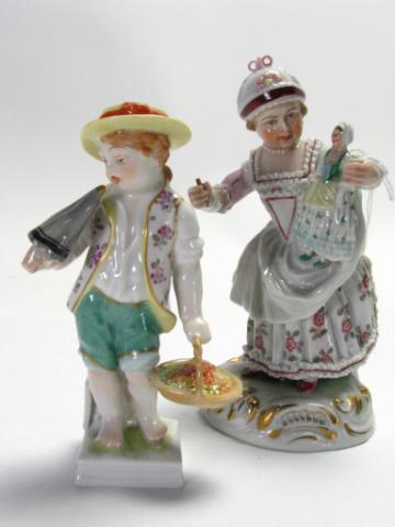 Appraisal: Group Of Two Porcelain Figurines One Depicting A Girl With