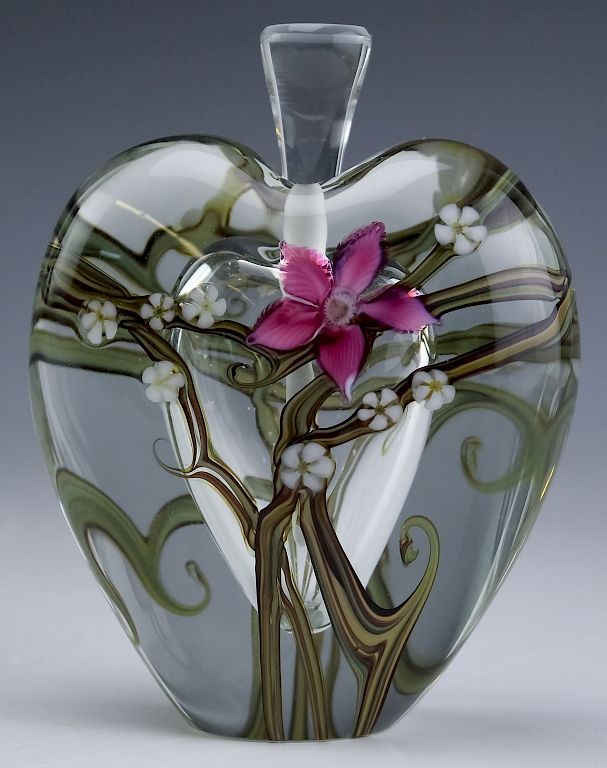 Appraisal: Zellique Studio Art Glass Floral Perfume Bottle Guaranteed Authentic Signed