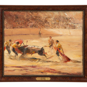 Appraisal: Franz Marx German - The Bullfight oil on canvas signed